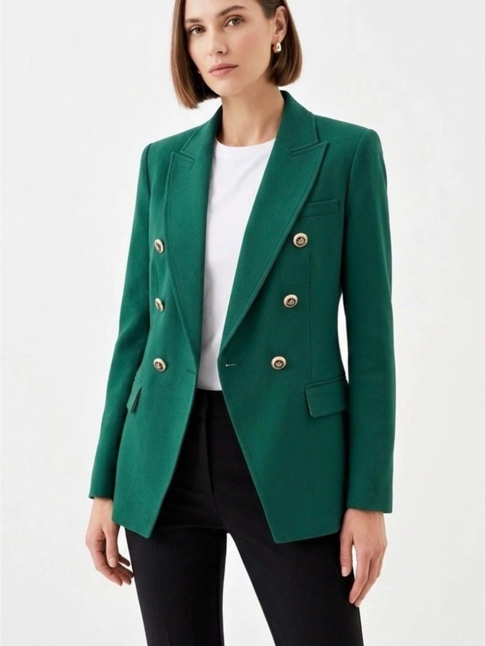 Zara Double-Breasted Blazer in Green Size Medium